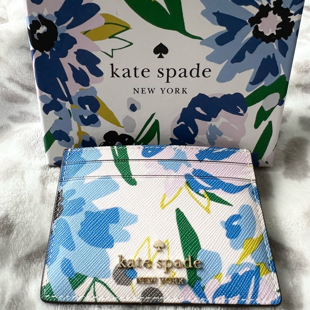Kate Spade Blue and Green Floral Card Holder